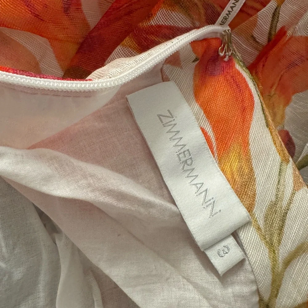 Zimmermann Orange and Cream Floral Mini Dress - Picture 5 of 7